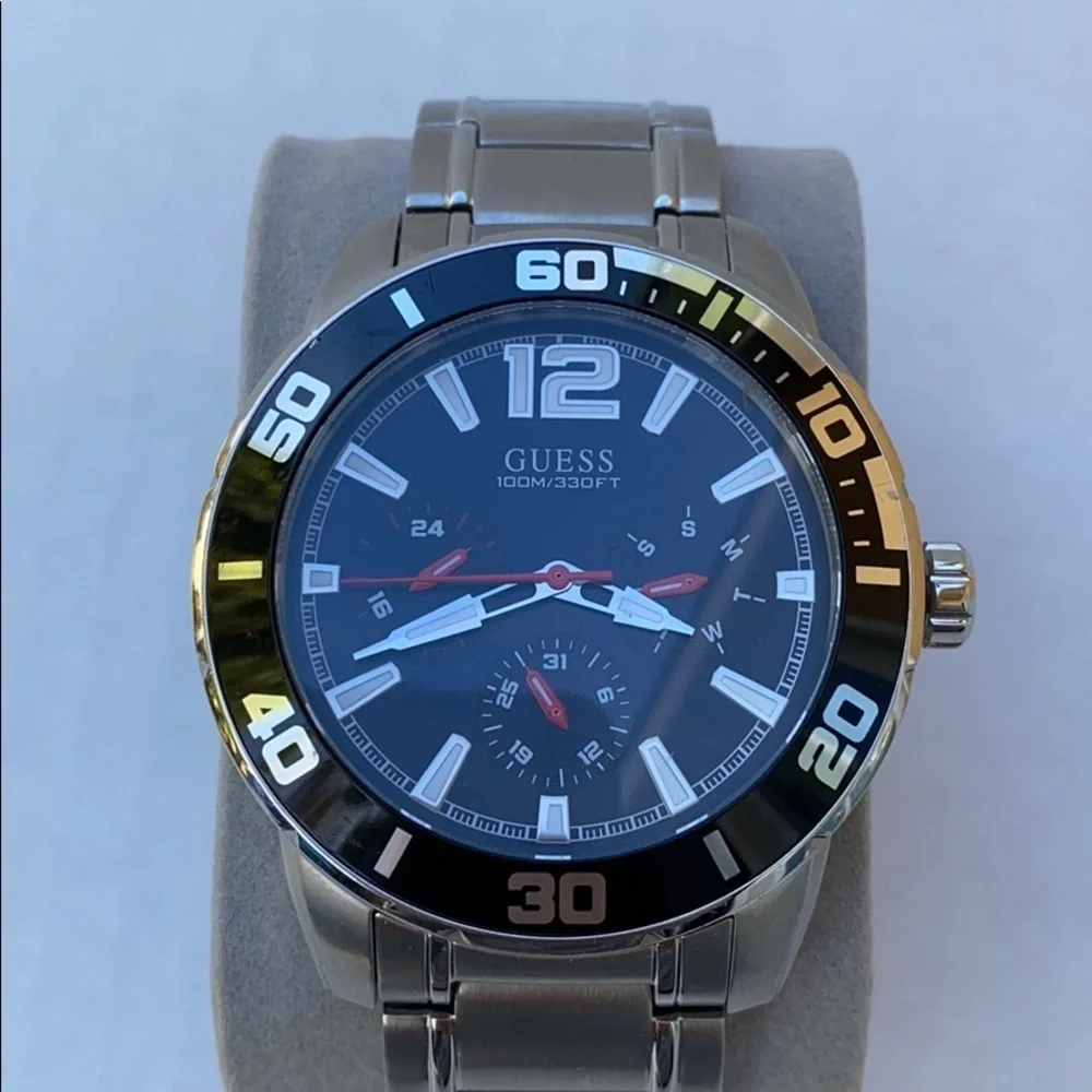 GUESS Quartz Watch Silver Stainless Steel Strap,